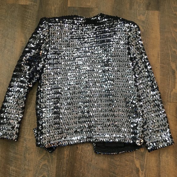Vintage 80s Metallic Sequin Trophy Jacket M - Picture 6 of 15
